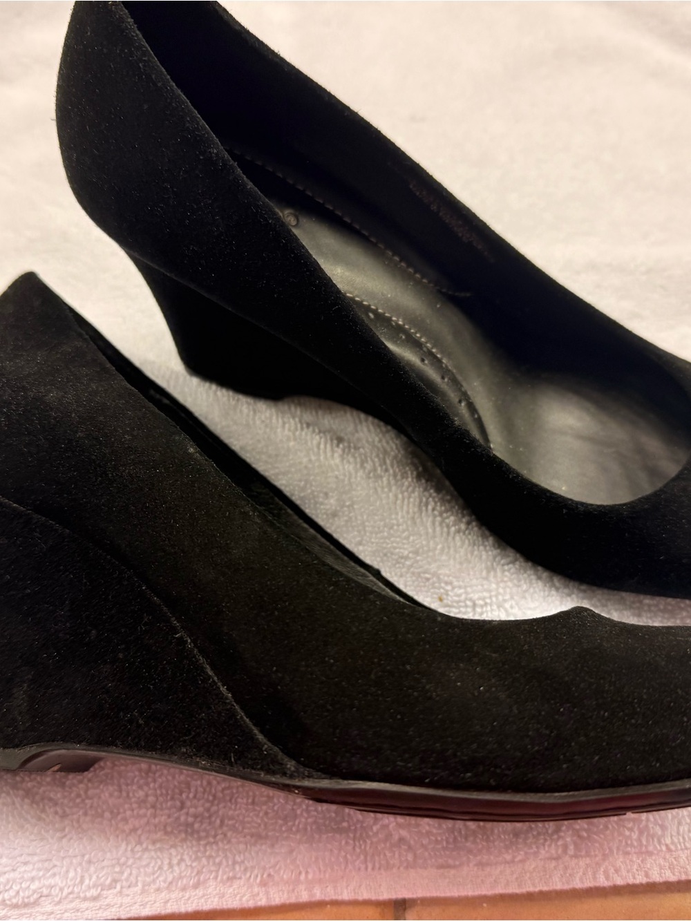 Born Black Suede Wedge Heels - Women's